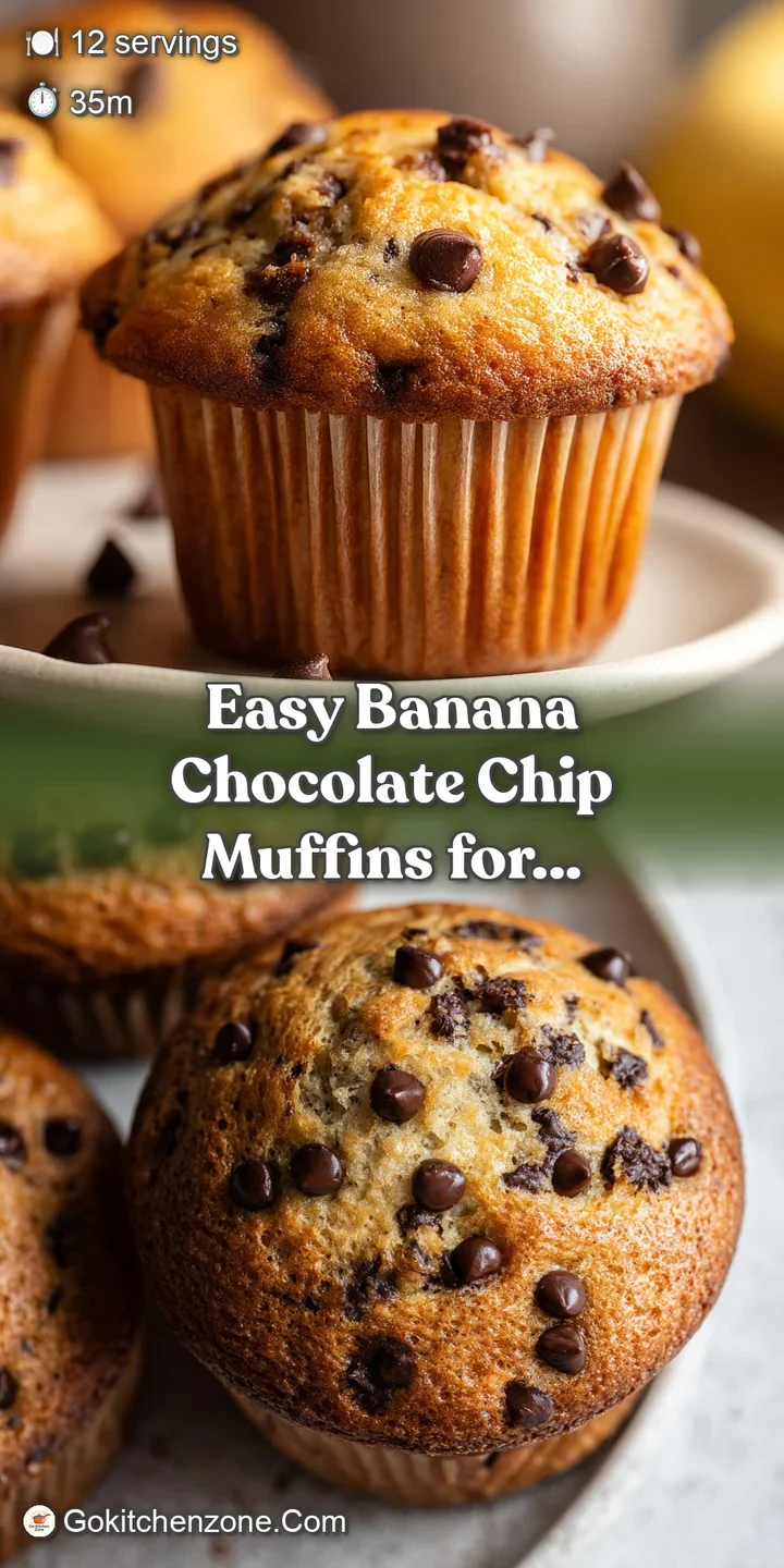 Close-up view of a moist banana muffin studded with dark chocolate chips. A tempting, subtly sweet breakfast treat.