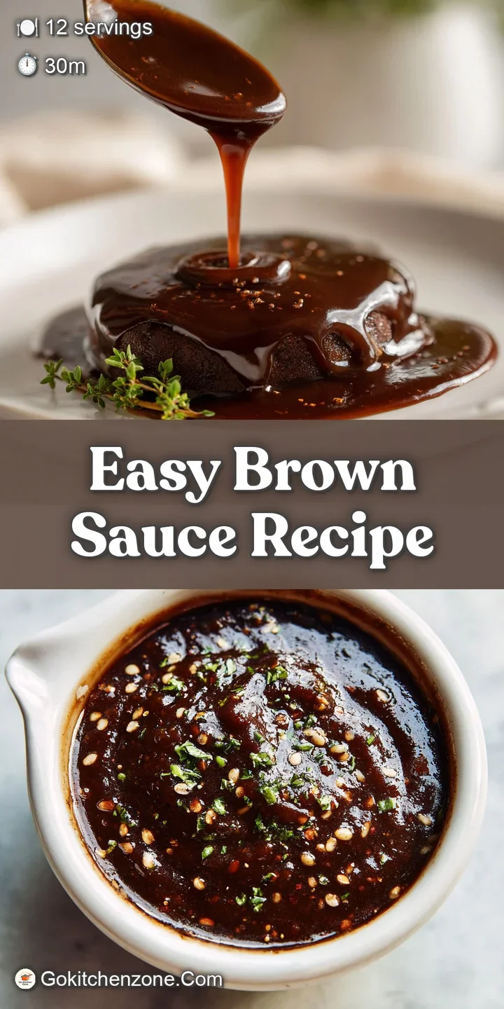 Up-close view of thick, velvety brown sauce clinging to a spoon, showcasing its smooth consistency and deeply saturated co...