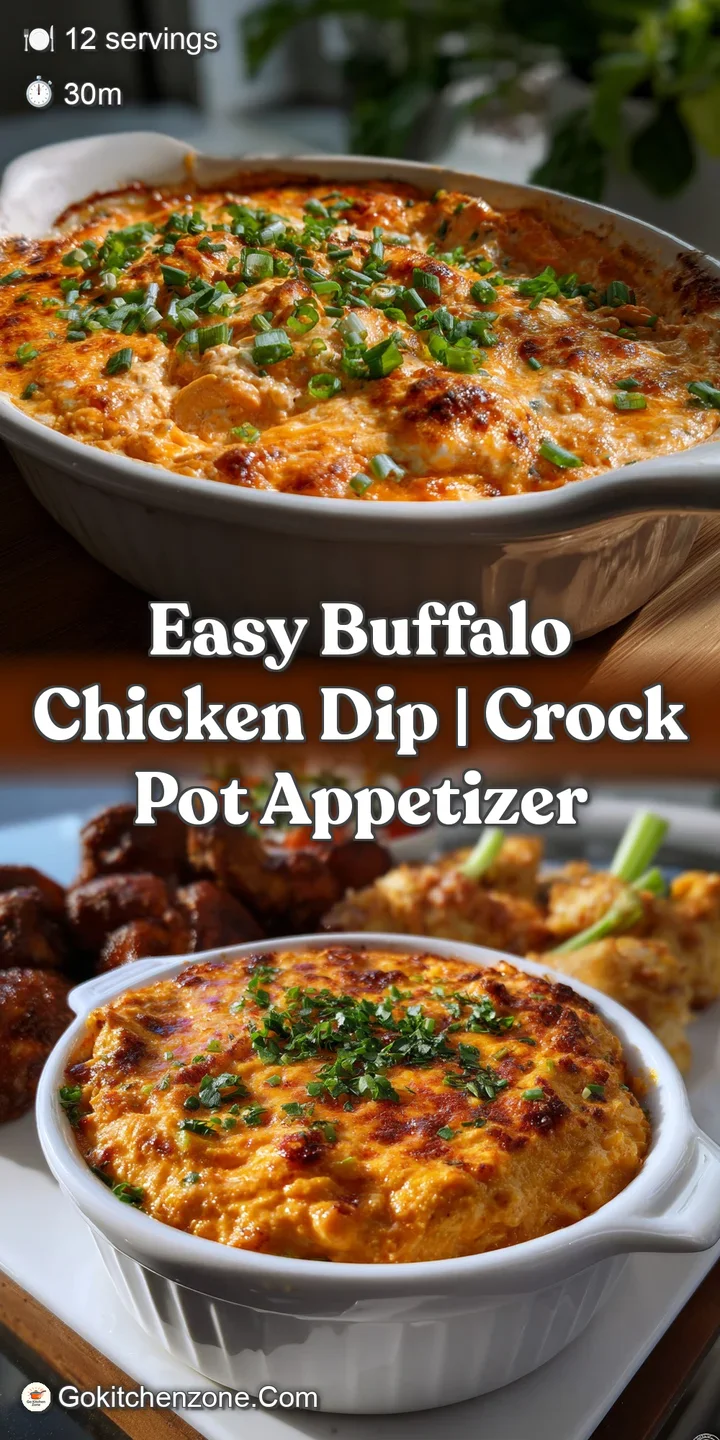 Close-up of a bubbling, cheesy dip with visible chunks of chicken and a vibrant red-orange hue from the buffalo sauce.