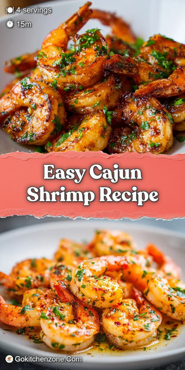 Close-up of juicy, spice-coated Cajun shrimp. The surface is glossy and the red hues hint at the flavors within the dish.