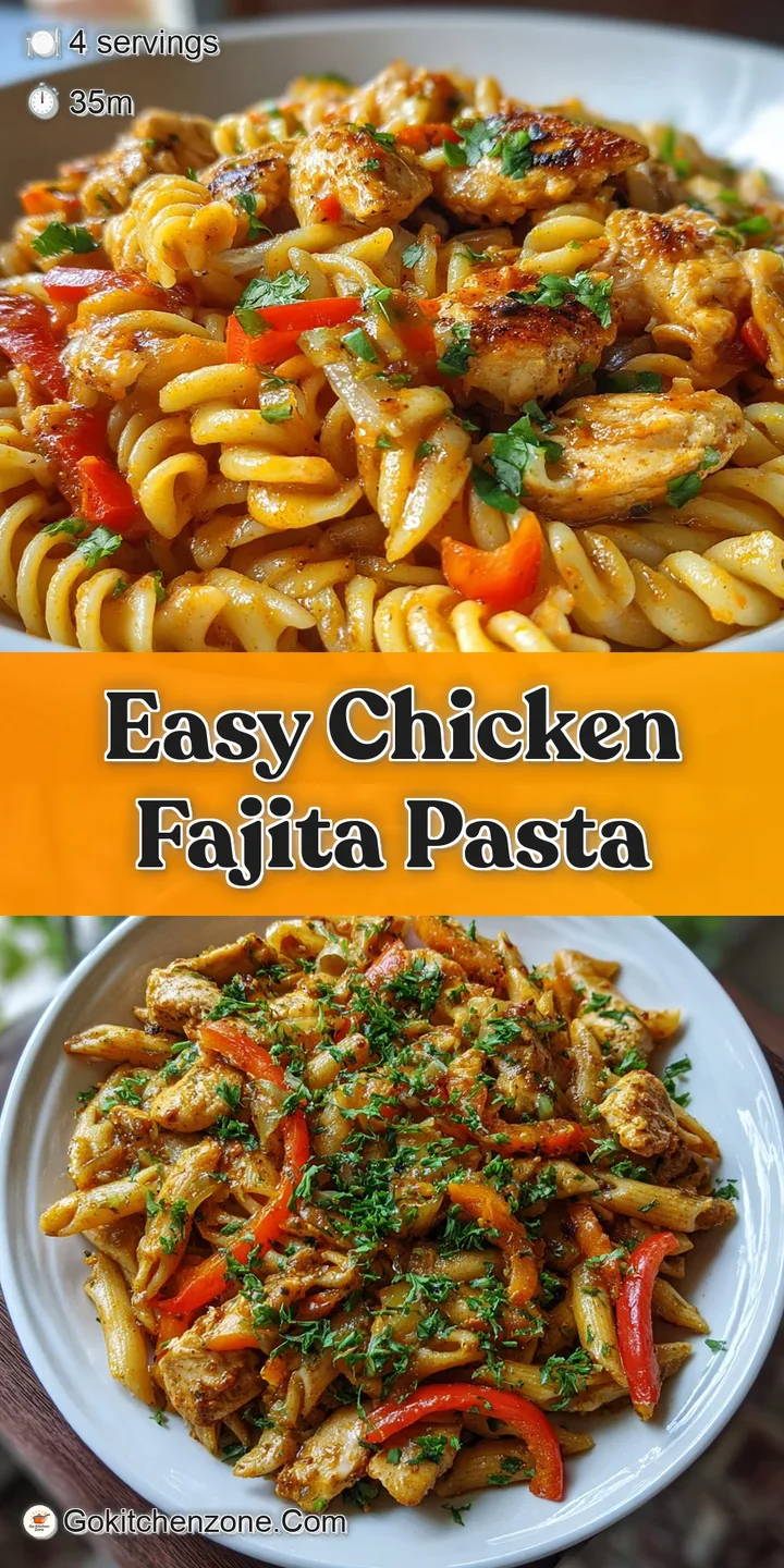 Mouthwatering view of glistening chicken fajita pasta with melted cheese. Hints of vibrant bell peppers and charred chicke...