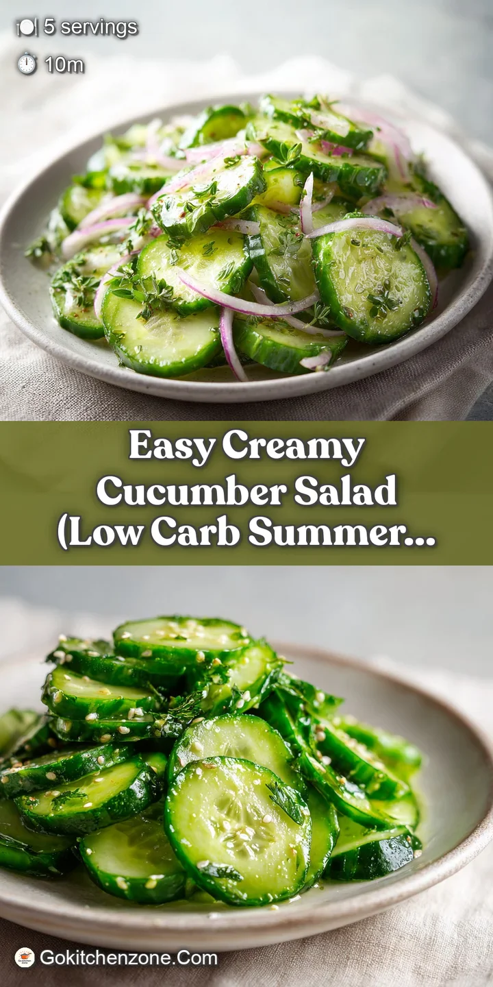 Close-up of refreshing cucumber salad. Notice the crisp cucumber texture and the thick, creamy dressing. A vibrant, appeti...
