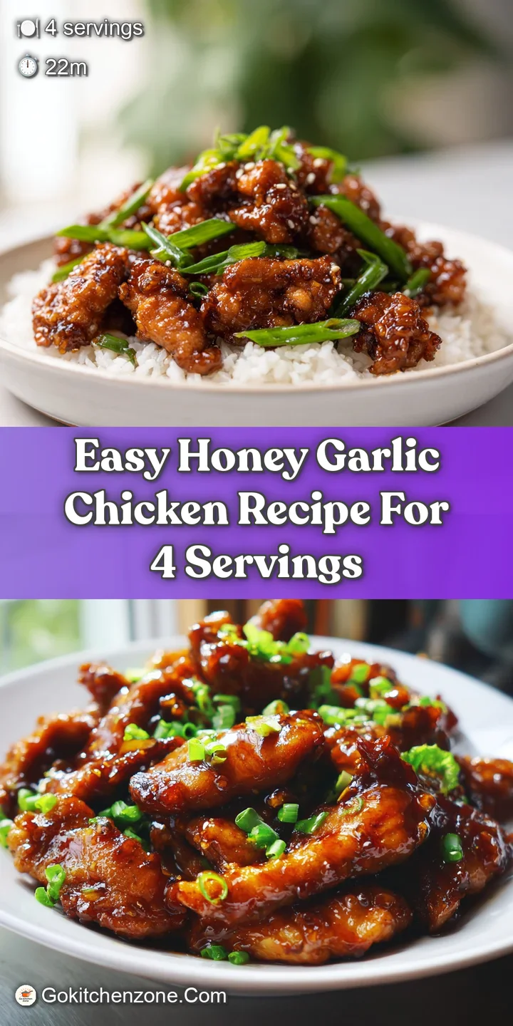 Sticky, glazed honey garlic chicken glistening in the light. Close-up reveals caramelized edges and tender, juicy texture.