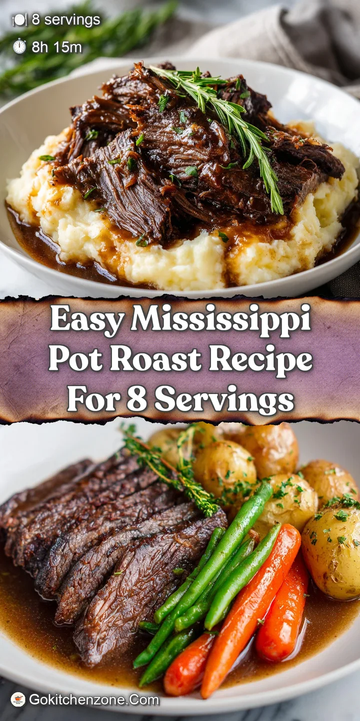 Close-up of moist, pulled pot roast, glistening with flavorful dark gravy, showcasing the tender, fall-apart texture.