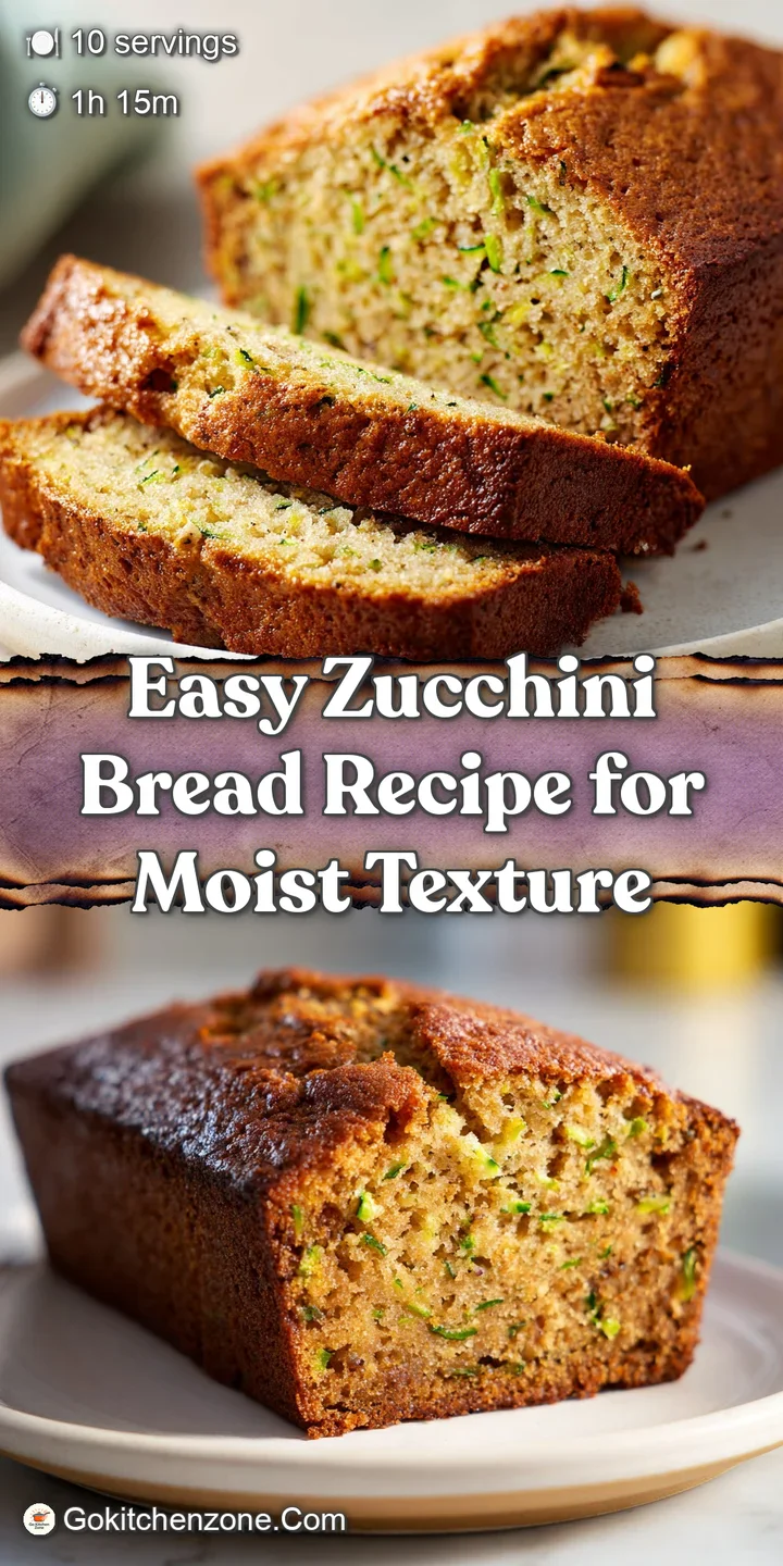 Close-up of soft, moist zucchini bread slice. Visible steam, hints of spice. Dark walnut pieces peek from the loaf.