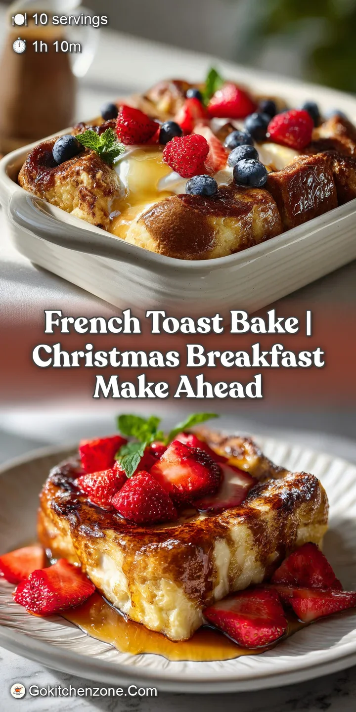 Close-up of a creamy, custardy French toast bake piece. Edges are crusty brown; the center is soft and soaked through.