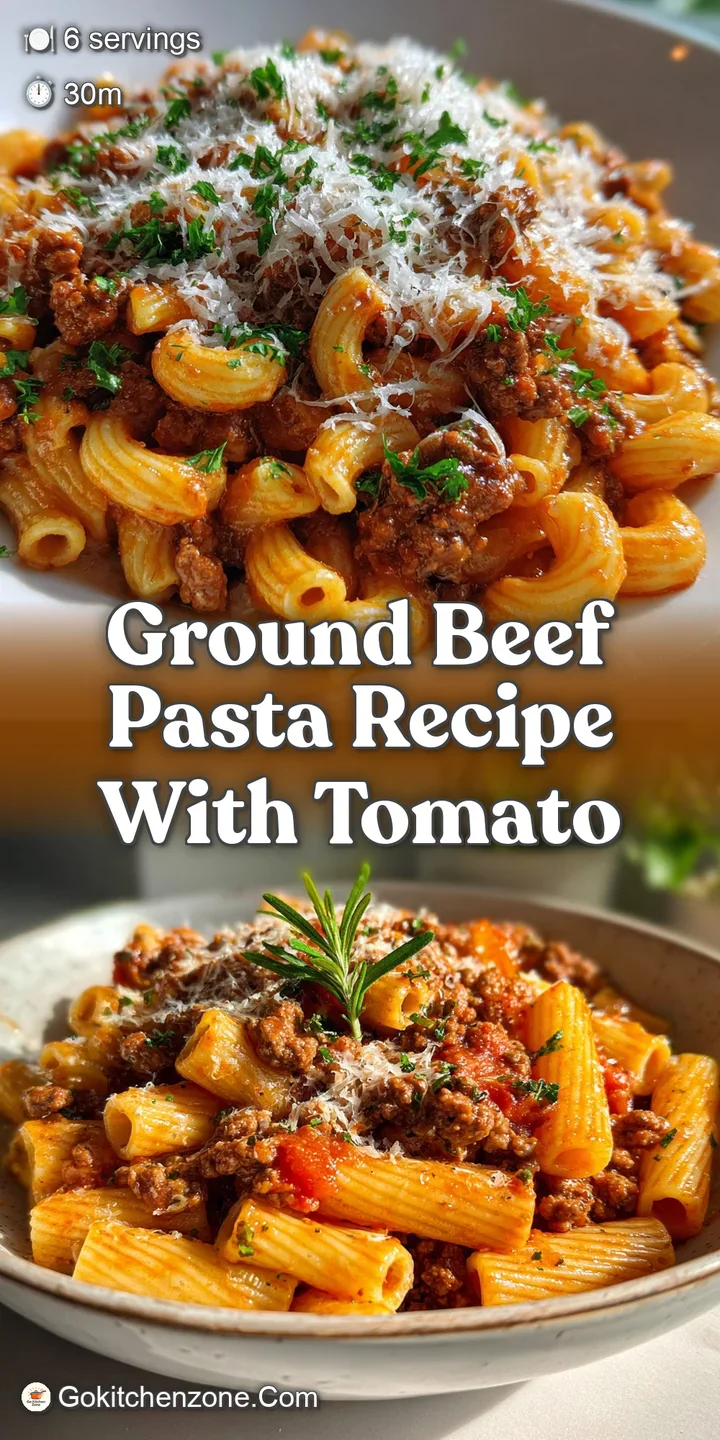 Close-up: glossy tomato sauce clings to savory ground beef and pasta. Visible steam hints at the dish's warm, comforting n...