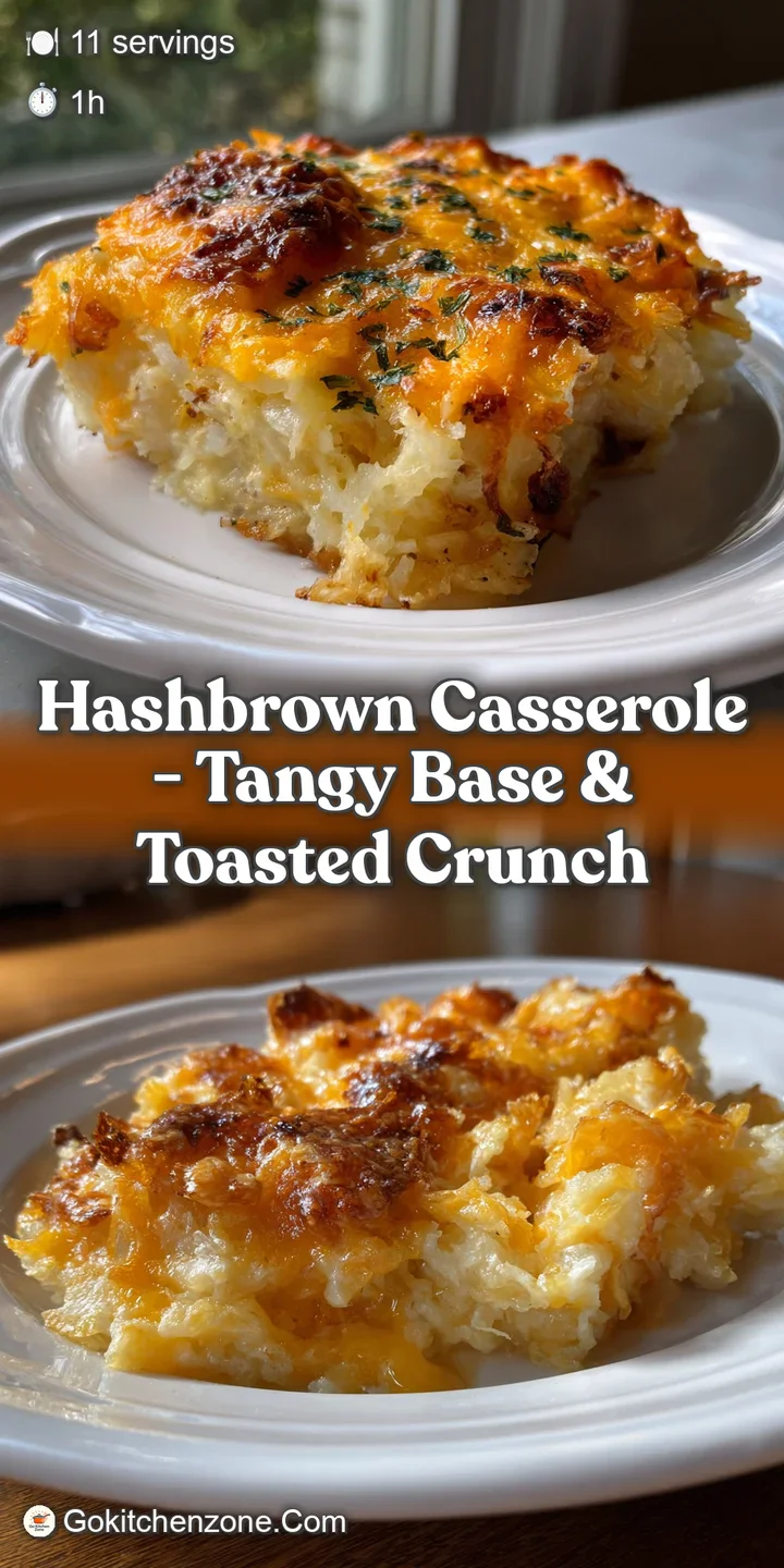 Close-up of a bubbling hashbrown casserole, showcasing a molten, cheesy center, and a perfectly browned, shatter-crisp top...