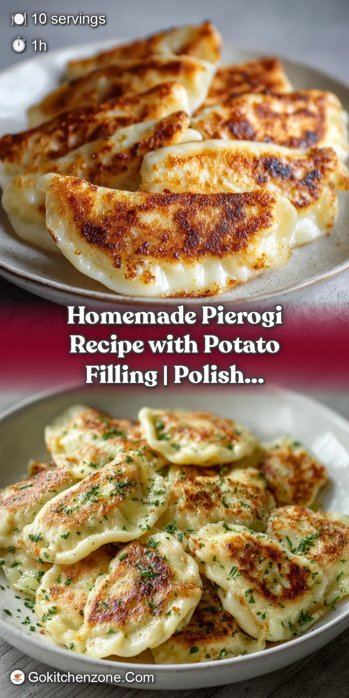 Close-up of a perfectly browned pierogi, showcasing the soft, pillowy texture of the dough and a glimpse of the creamy fil...
