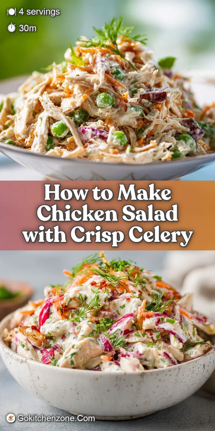 Close-up: Chicken salad's creamy texture is visible, diced celery, grapes stand out. Hints of mayonnaise create a fresh, c...