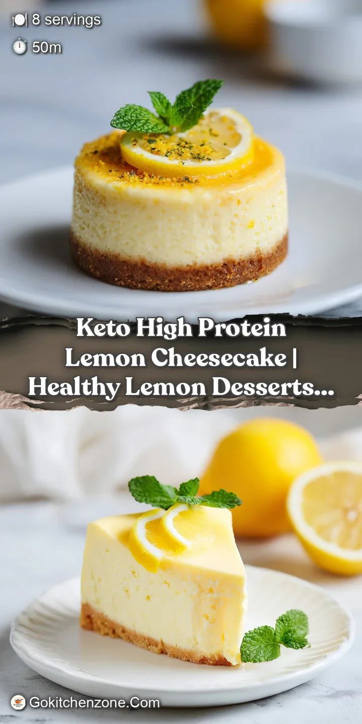Close-up of a rich, dense cheesecake with a glistening, zesty lemon topping and a hint of almond crust.