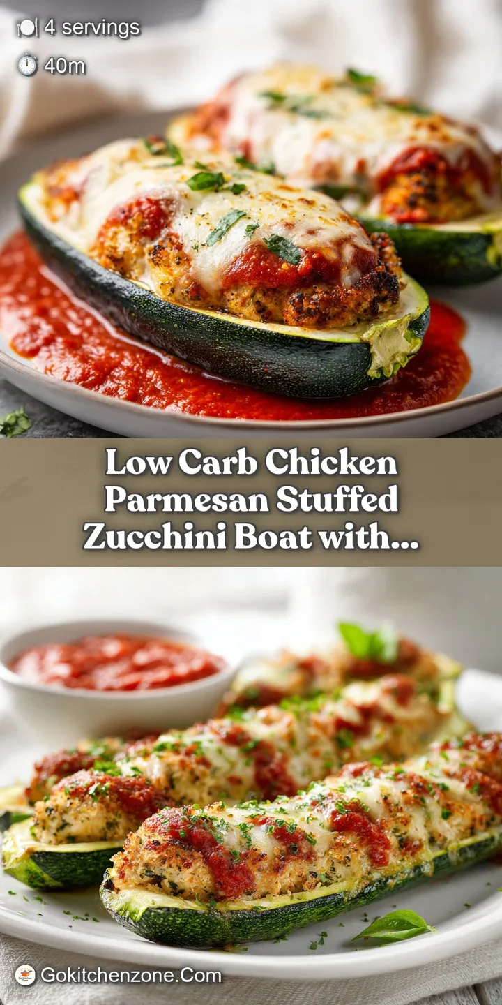 Close-up of tender, shredded chicken nestled in vibrant green zucchini, glistening with sauce and cheese.