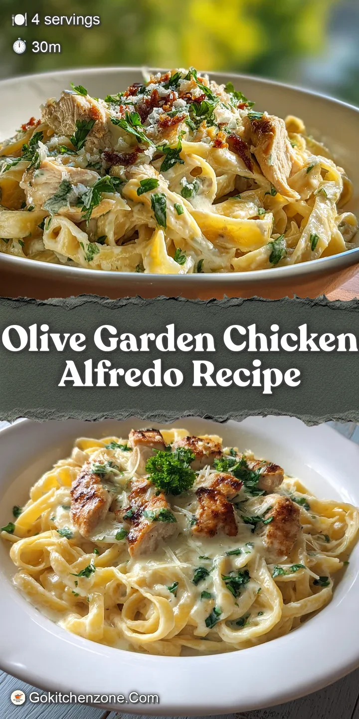 Close-up of Chicken Alfredo: Creamy, glossy sauce clings to fettuccine, featuring juicy chicken, vibrant parsley, and grat...