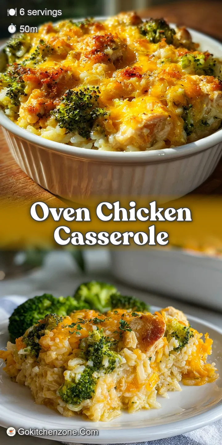 Close-up of a chicken broccoli rice casserole reveals melted cheddar, tender chicken, and perfectly cooked broccoli florets.