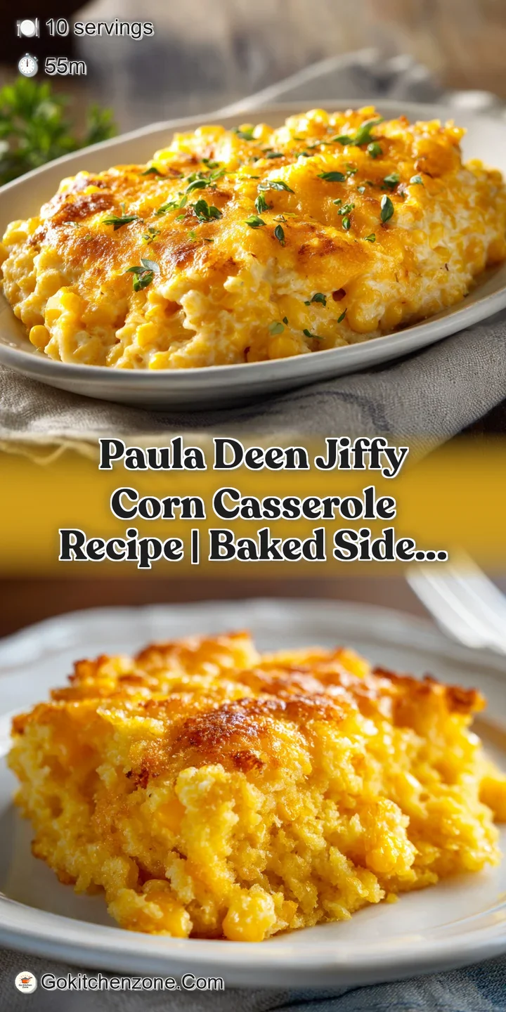 Close-up of creamy, baked corn casserole showing the moist interior with golden corn kernels. Warm, inviting texture. Comf...