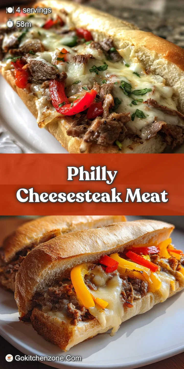 Close-up: tender ribeye overflowing from a soft roll, oozing with melted cheese and caramelized onions.