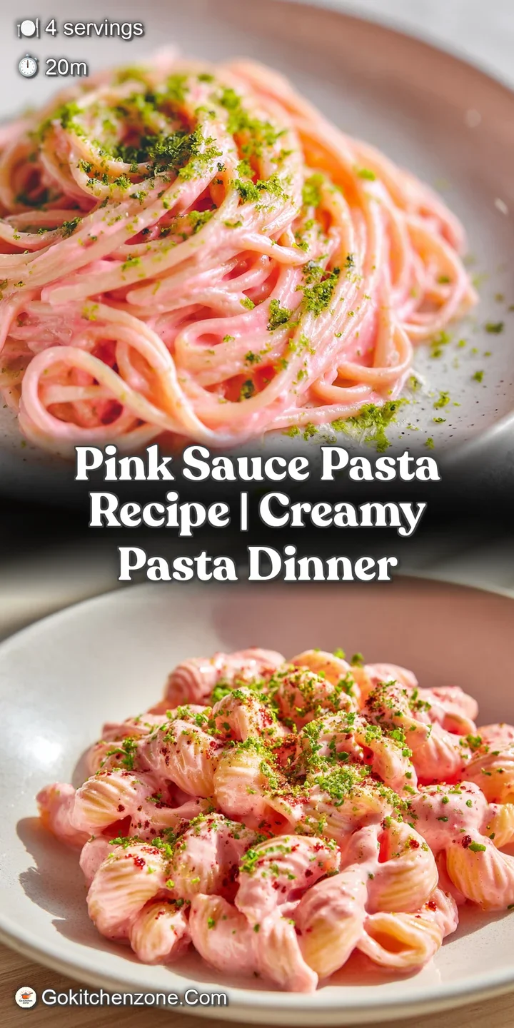 Close-up: Pink pasta strands coated in velvety, rich sauce. Steam rises gently, promising warmth and deliciousness. Visual...
