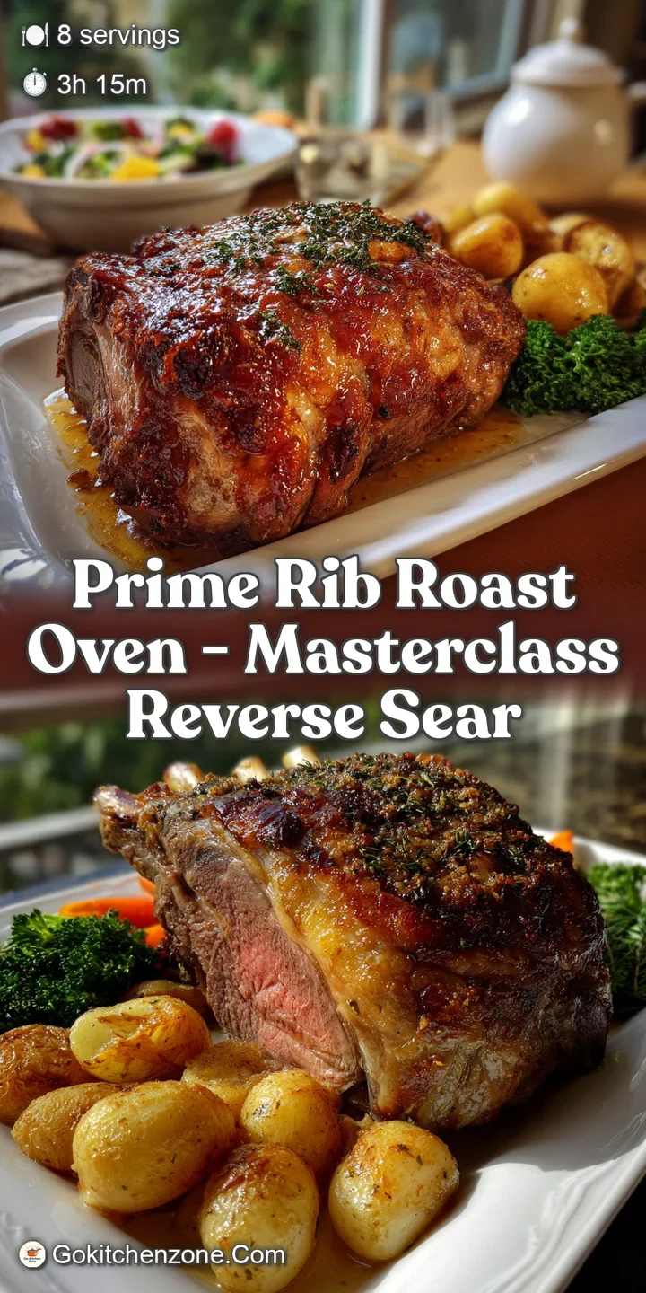 Close-up of a tender prime rib slice, revealing a flavorful crust and a perfectly pink center. The rich, savory aroma is n...