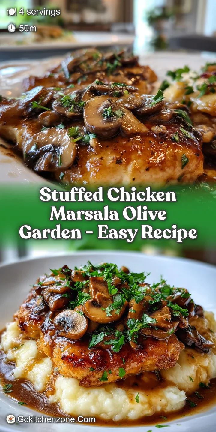 Close-up of tender chicken bathed in a savory Marsala sauce, highlighting the textures of the mushrooms and herbs.