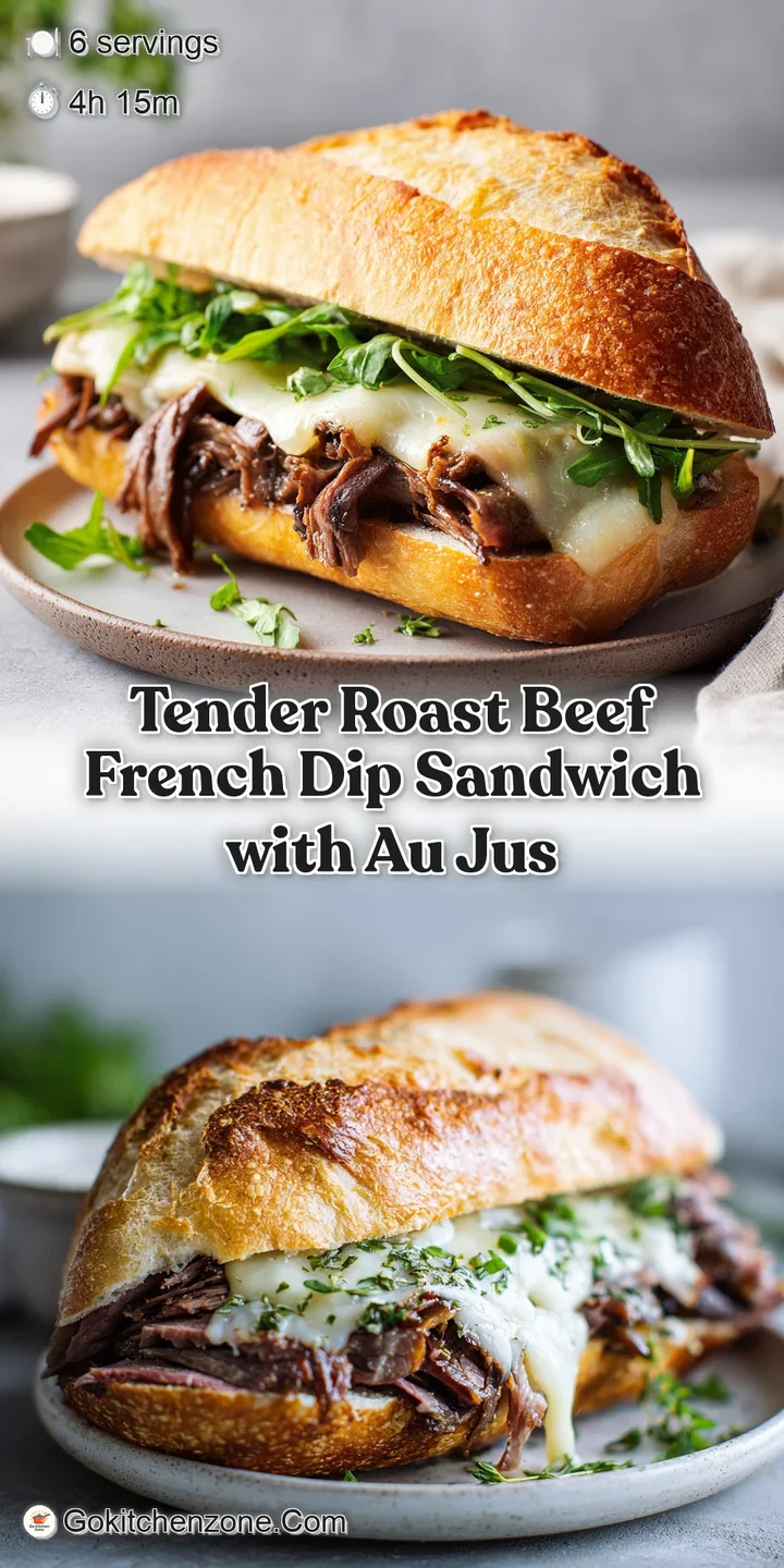 Mouthwatering close-up captures the layers: tender roast beef, gooey melted cheese, and toasted baguette. Delicious!
