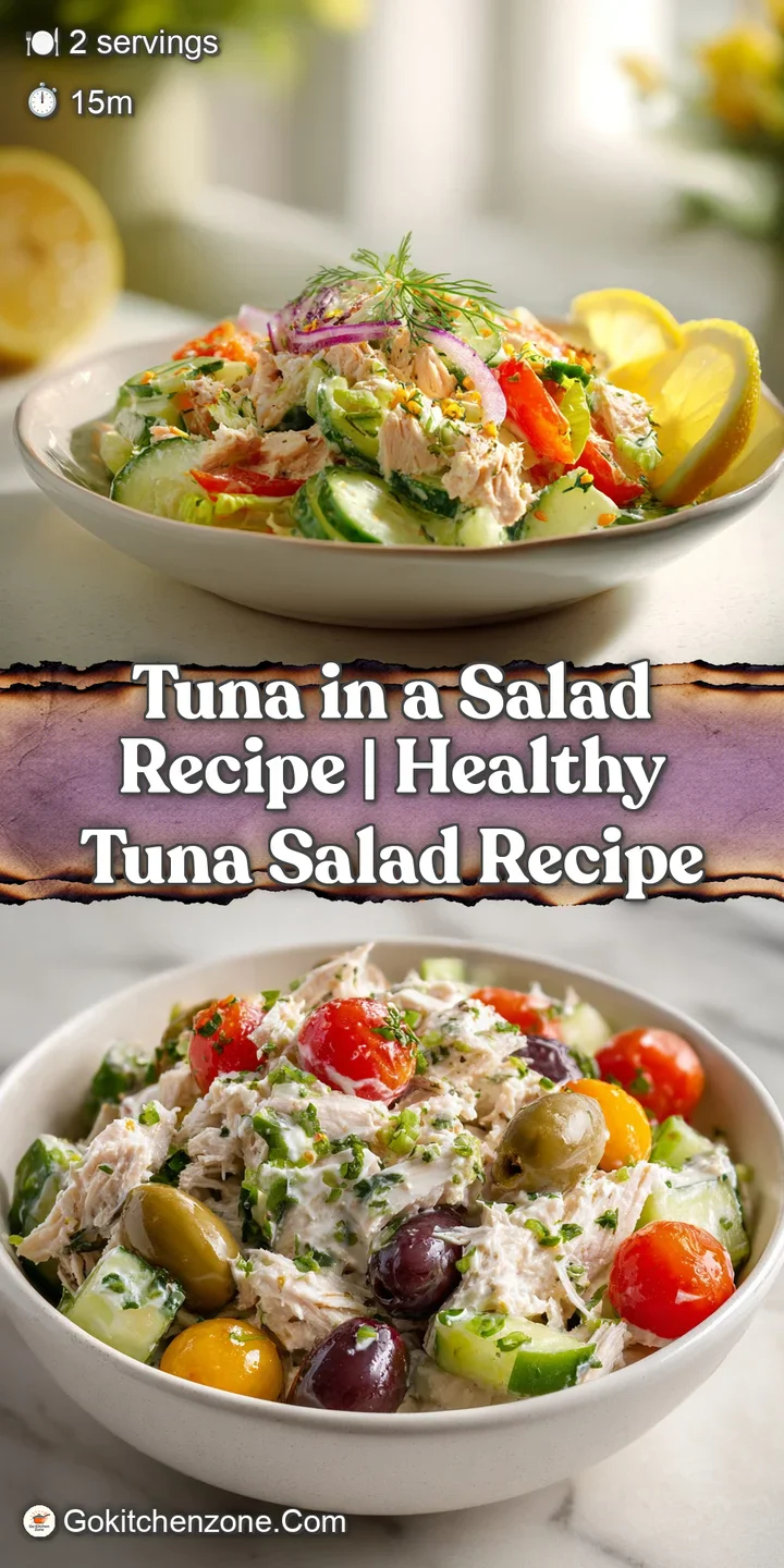 Close-up of a creamy tuna salad. Notice the flaky texture and the vibrant colors of the celery, herbs and pepper flecks mi...