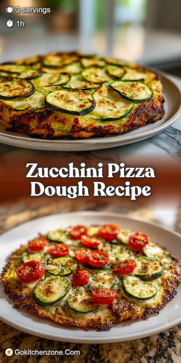 Close-up of warm, bubbly zucchini pizza with melted mozzarella, colorful toppings and fresh basil, hinting at savory flavors.