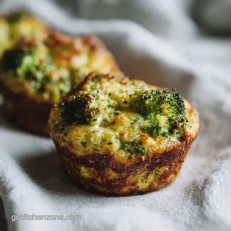 Three individual broccoli cheddar cups arranged artfully on a rustic wooden board with a sprinkle of pepper.