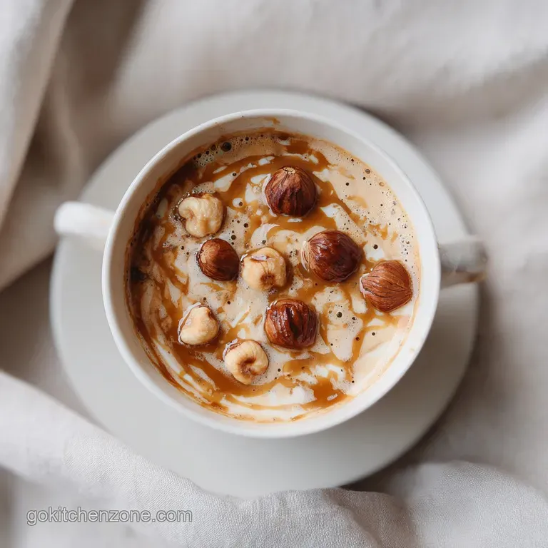 Iced coffee in a clear glass, showcasing layers of dark coffee, golden caramel, and frothy cream.