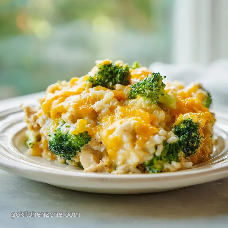 A spoonful of creamy chicken and broccoli rice casserole, showing the steam. Flaky crust with a creamy, cheesy inside.