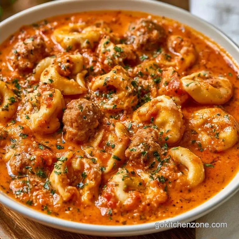 Creamy Crockpot Tortellini Soup with Italian Sausage