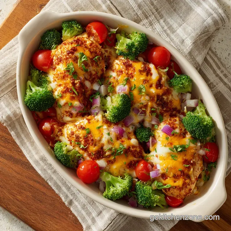 Tender baked chicken with creamy ranch sauce, topped with fresh herbs and a sprinkle of parmesan