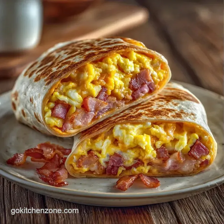 Sliced tortilla wrap showing fluffy yellow eggs and melted cheese, paired with a side of vibrant red salsa.