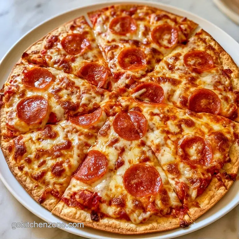 Slices of thin-crust pizza on a white ceramic platter, topped with golden cheese and vibrant red pepper flakes.