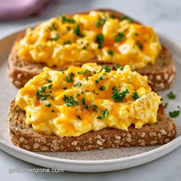 Crisp golden toast topped with bubbly melted cheese and a soft egg, served on a white ceramic plate with greens.