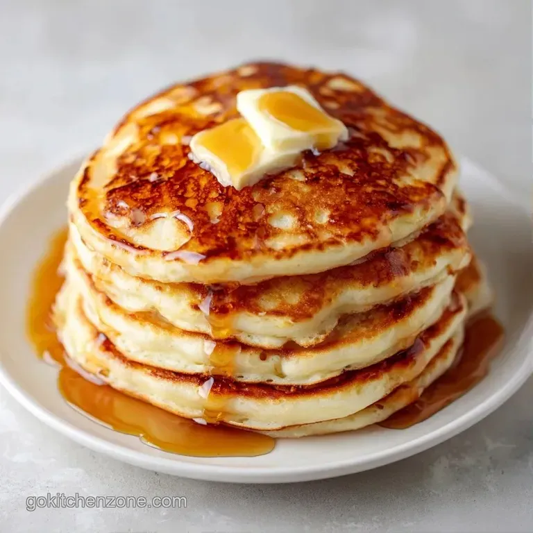 A neat stack of golden cakes on a white ceramic plate, garnished with mint leaves and dusted with powdered sugar.