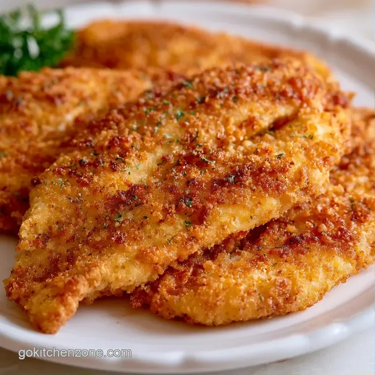 Golden-brown fish fillets elegantly plated with vibrant steamed greens and a bright lemon wedge on a ceramic dish.
