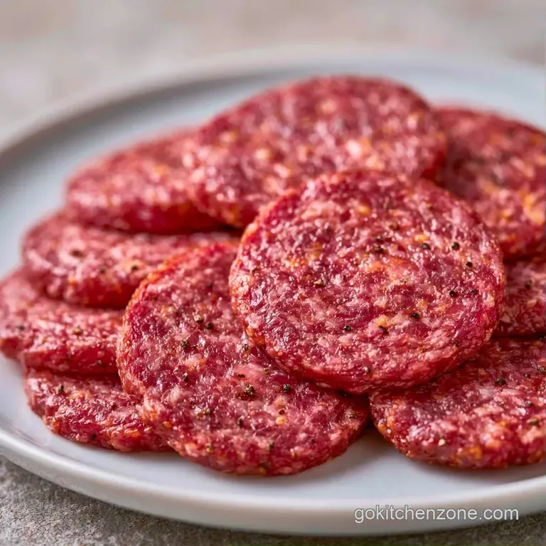 Thinly sliced cured meat rounds paired with cubes of white cheese and green olives on a slate platter.