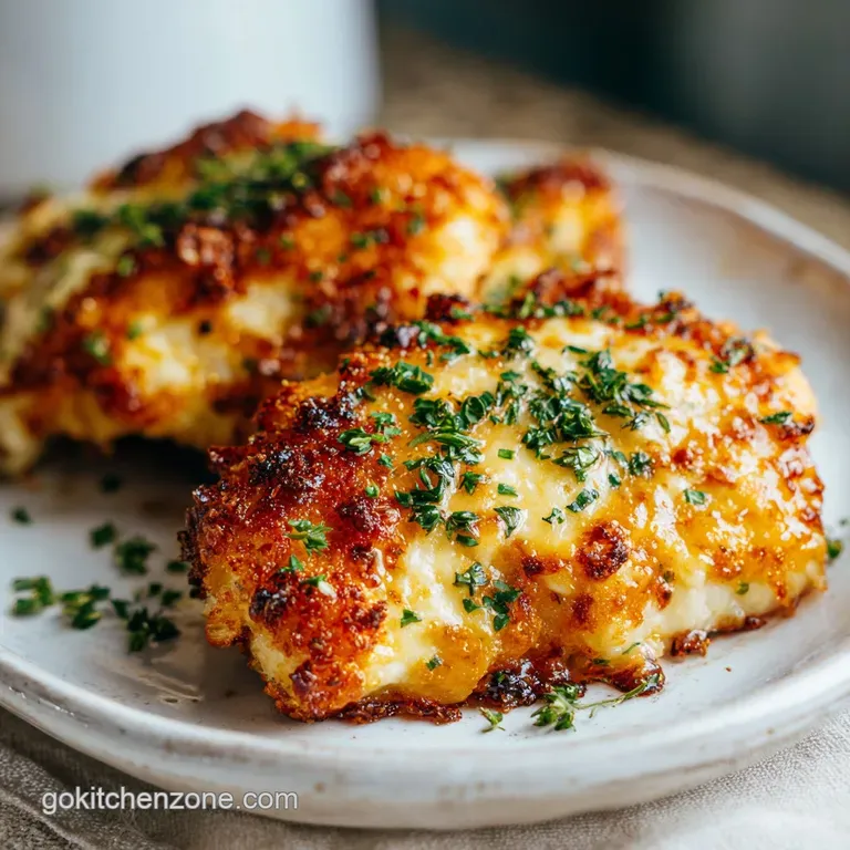 Perfectly plated parmesan chicken with a crisp, golden crust, alongside vibrant green beans and creamy mashed potatoes wit...