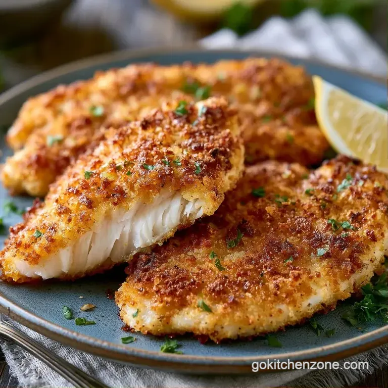 Two seared white fish fillets elegantly plated with vibrant steamed asparagus and a wedge of bright yellow lemon.