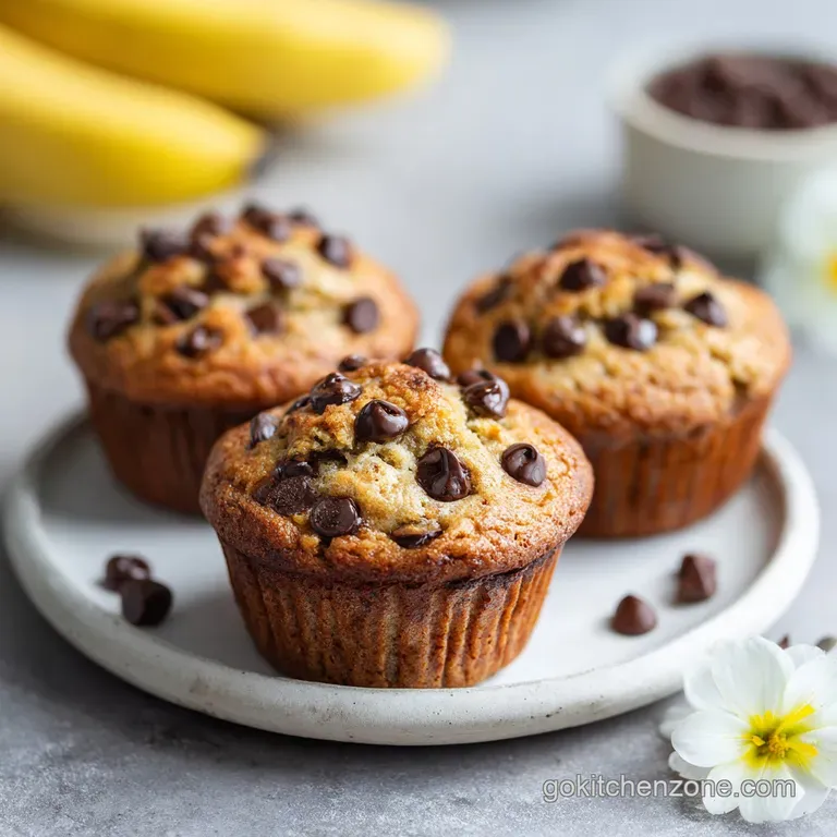 Moist Banana Chocolate Chip Muffins with Greek Yogurt