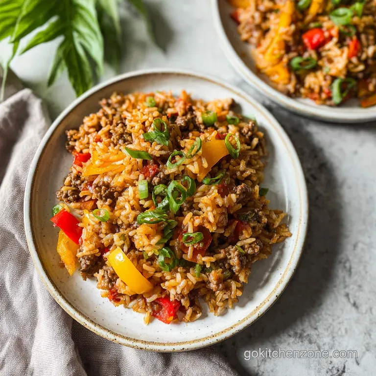 Ground Beef and Rice: One Pan Skillet Dinner