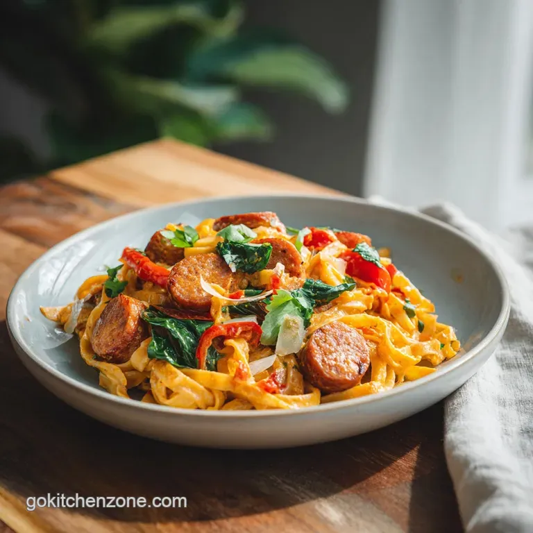 One Pot Creamy Cajun Sausage Pasta