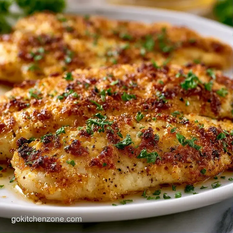 Golden-brown fish fillets plated with vibrant steamed asparagus and a wedge of lemon on a white ceramic plate.