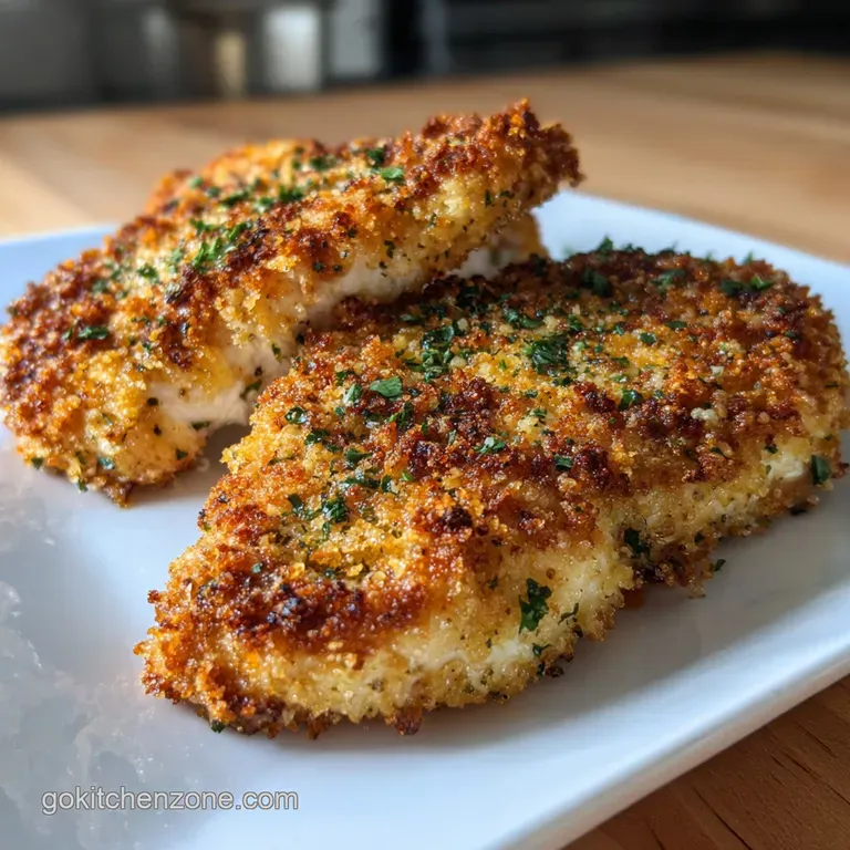 Crispy parmesan chicken served over vibrant green spinach, plated with a lemon wedge. Juicy, golden-brown perfection.