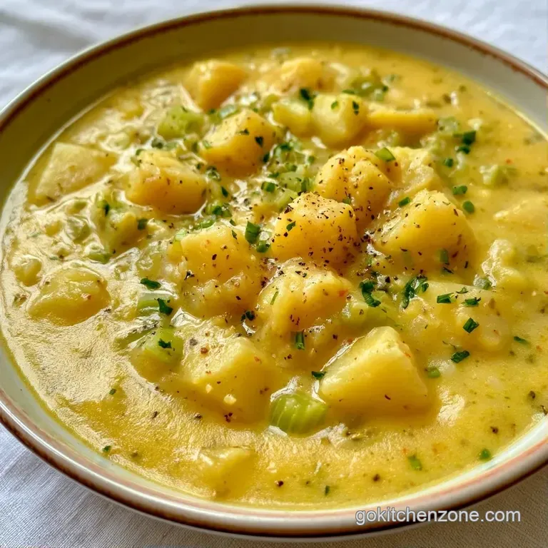 Smooth, velvety white soup in a shallow bowl paired with a toasted sourdough slice on a linen napkin.