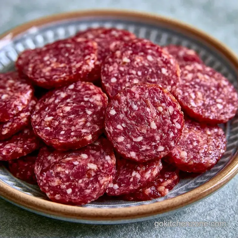 Thinly sliced cured meat paired with grainy mustard and sharp cheddar cheese on a minimalist white ceramic platter.