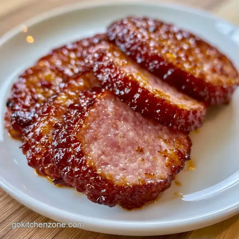 Thinly sliced smoked meat rounds arranged with green cornichons and yellow grainy mustard on a slate platter.