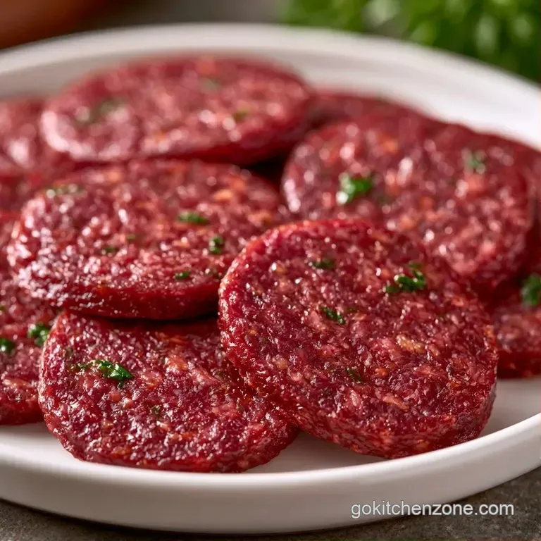 Sliced grilled sausages arranged neatly with bright yellow mustard and crisp microgreens on a white ceramic plate.