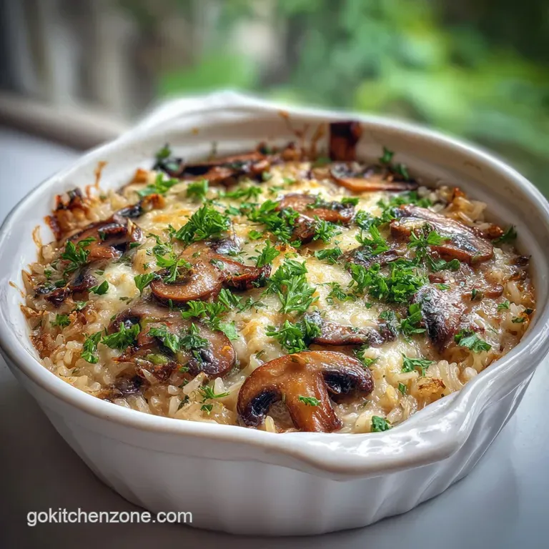 Vegetarian Garlic Mushroom Rice Bake: Easy & Savory